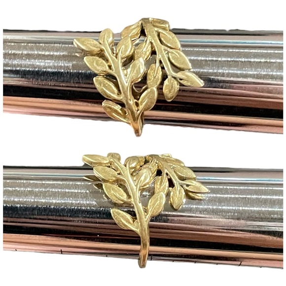 Vintage Golden Brass Fern Leaf Ring Size 5.75 - Picture 2 of 9